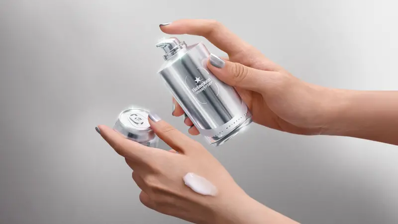 ▲愚人節跨界玩創意，海尼根星銀跨界推出「極效輕盈乳液」。（圖／海尼根提供）