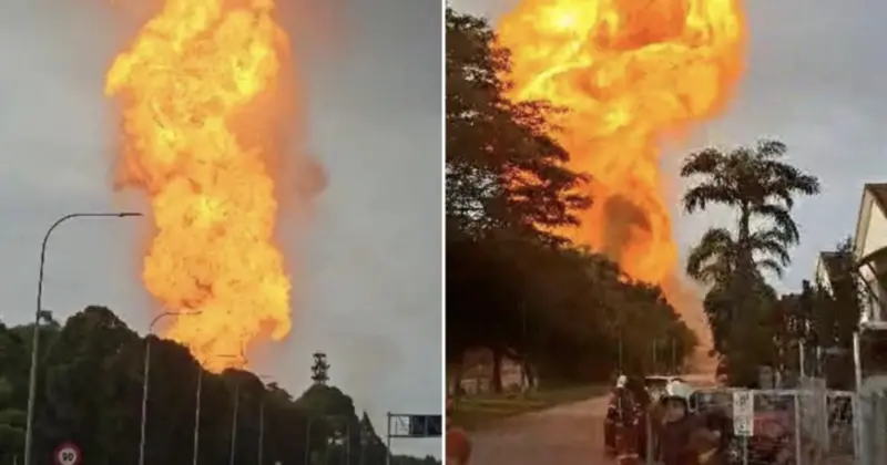 ▲馬來西亞今（1）日早上八點發生天然氣外洩爆炸意外，現場狀況十分混亂。（圖／翻攝自影片）