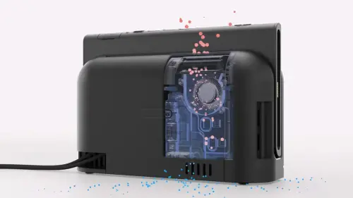 ▲ Switch 2的支架也進行改良，除了外觀可以明顯看出來變寬之外，內部加入了新式散熱系統。（圖／翻攝YT@Nintendo ）