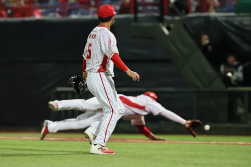 朱育賢八局上半上演撲接美技。(圖/味全龍提供) ▲朱育賢八局上半上演撲接美技。(圖/味全龍提供)