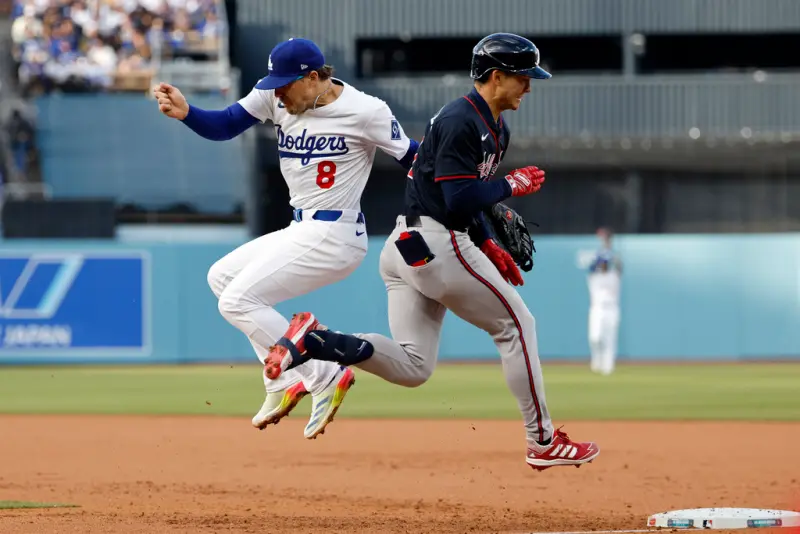 ▲Stuart Fairchild被交易到勇士隊後的首場先發4打數0安打，第一打席使用突襲短打，並靠著三壘手失誤上到一壘。（圖／路透／達志影像）