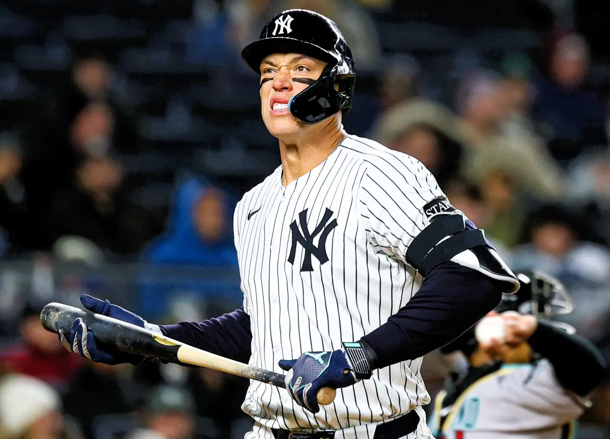 ▲洋基主砲Judge也連吞3K，全場洋基僅敲出5支安打，其中3支集中在第九局，差點就被完封。（圖／路透／達志影像）