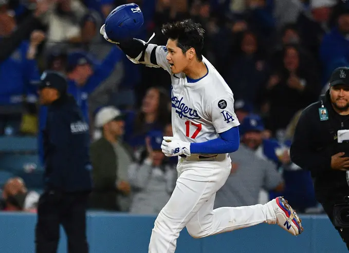 ▲洛杉磯道奇隊日籍球星的大谷翔平，在面對亞特蘭大勇士隊的比賽中敲出再見全壘打。（圖／路透／達志影像）