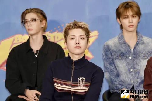 ▲BOYNEXTDOOR成員SUNGHO（朴成淏）、RIWOO（李常赫）、JAEHYUN（明宰鉉）、TAESAN（漢東旼）、LEEHAN（金桐儇）、WOONHAK（金雲鶴）台北記者會。（圖／記者李政龍攝）