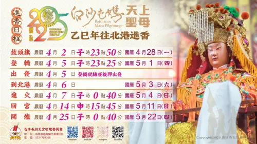 2025白沙屯媽祖進香時程一次看。(圖/白沙屯拱天宮) ▲2025白沙屯媽祖進香時程一次看。(圖/白沙屯拱天宮)