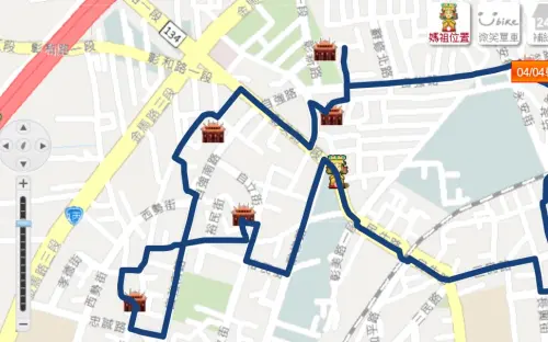 ▲通過民生地下道之前的彰化市「過溝仔」地區，堪稱沿途宮廟最密集之處，媽祖鑾駕每處角頭都要照顧到，路線繞了又繞。（圖／翻攝鎮瀾宮大甲媽行星定位，2025.04.06）