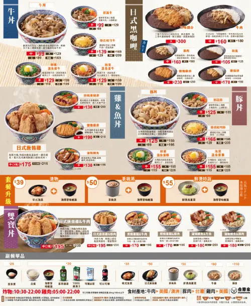 ▲吉野家全新菜單一圖看懂。（圖／翻攝自吉野家官網）