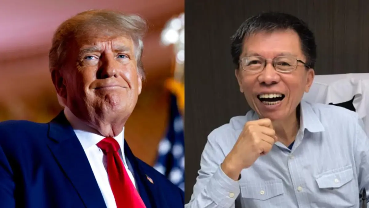 ▲川普對等關稅策略重創台灣，沈富雄預言大罷免結局。（圖／美聯社／達志影像、翻攝自沈富雄臉書）