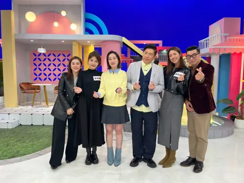 女王大人 ▲《女王大人》錄影分享生離死別,王宇婕(左起)、李佳豫、主持人巴鈺、曾國城、林可彤、馬力歐。(圖/緯來綜合台提供)