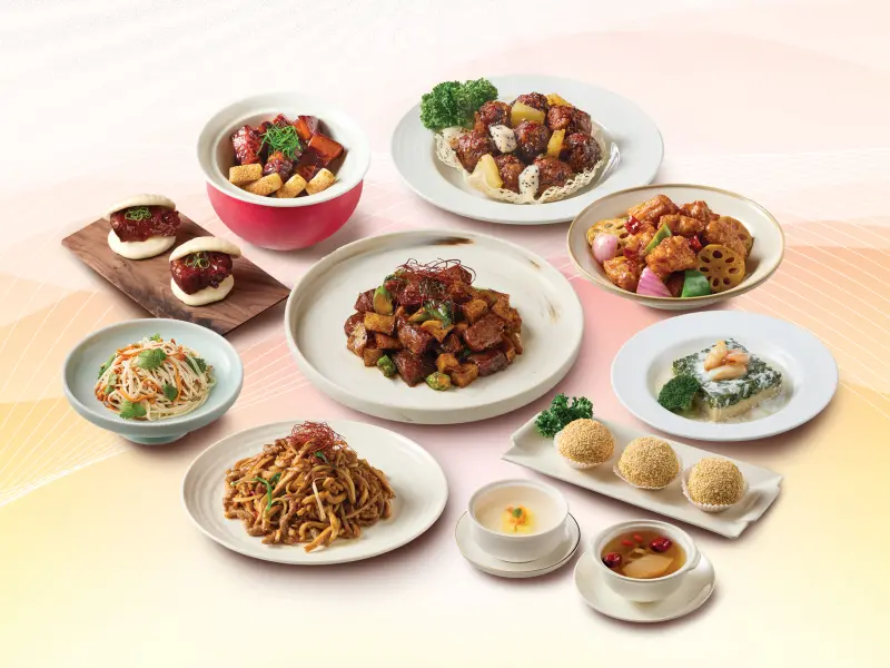 ▲台股跌停板幫大家挖出美食優惠省錢！樂天皇朝消費滿額「10大菜色買一送一」優惠，一餐最高可省將近500元；Aunt Stella詩特莉生日慶，結帳「笑一下」送限量款餅乾。（圖／樂天皇朝提供）