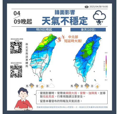 週三上半天之前各地天氣穩定,下半天鋒面抵達,一直到週四全台有雨,週五稍微趨緩。(圖/報天氣-中央氣象署) ▲週三上半天之前各地天氣穩定,下半天鋒面抵達,一直到週四全台有雨,週五稍微趨緩。(圖/報天氣-中央氣象署)