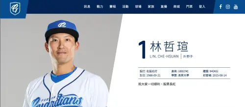▲富邦悍將林哲瑄在官網上，給各位球迷的話是「祝大家一切順利、股票長紅」。（圖／截圖自富邦悍將官網）