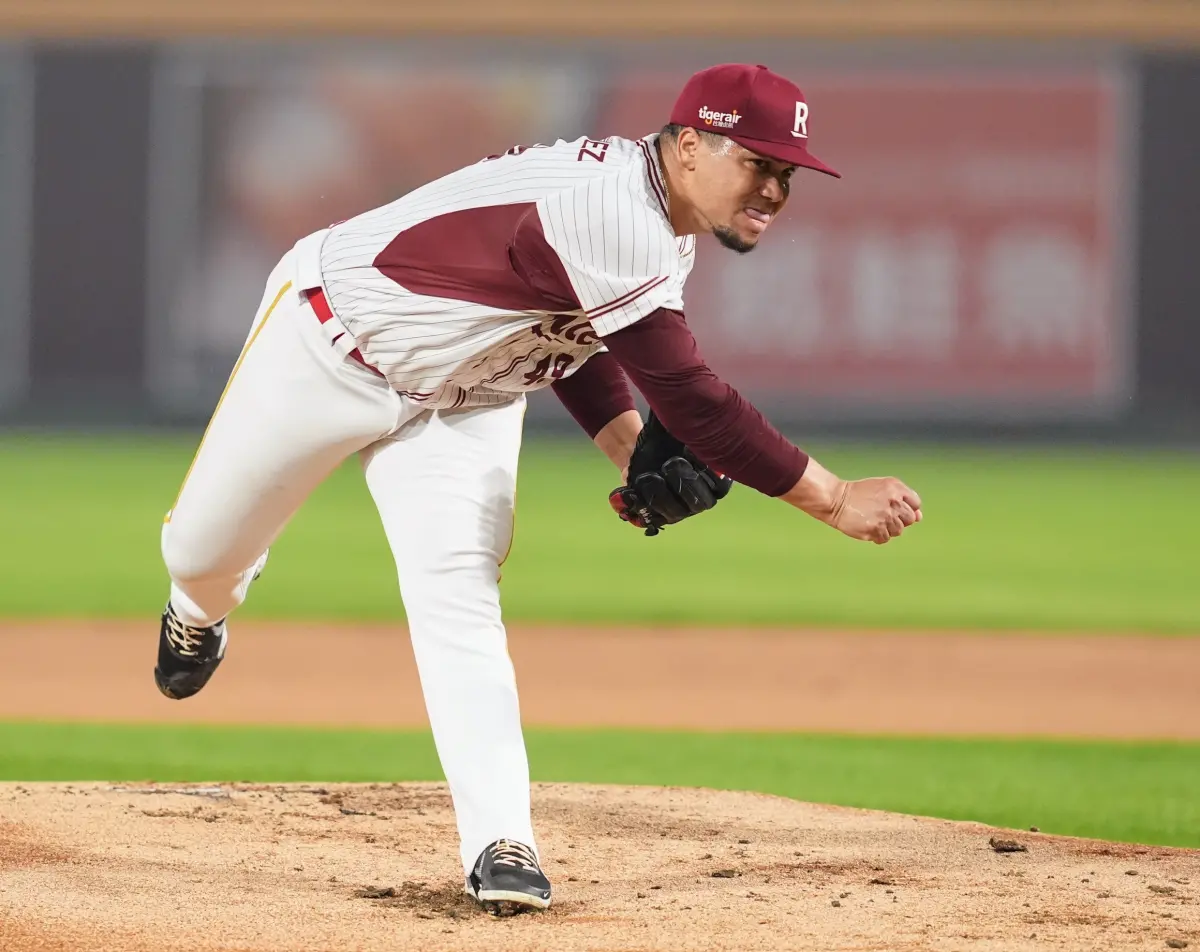 ▲樂天桃猿威能帝在主場投6.1局，拿下首勝。（圖／樂天桃猿提供）