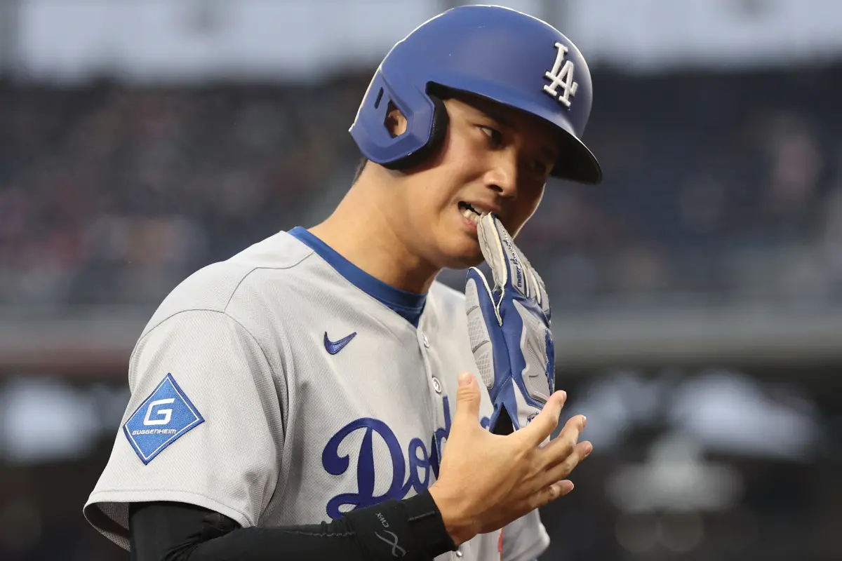 ▲大谷翔平本場5打數僅敲出1安打，道奇在攝氏7度低溫下以2：8不敵國民，苦吞本季首度三連敗，並寫下開季單場最多失分紀錄。（圖／路透／達志影像）