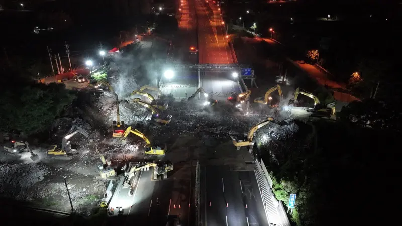 ▲中市后里區舊社路、三線路2座跨越國道1橋梁，后里交流道至台中系統交流道路段南、北雙向全線封閉(圖／楊瓊瓔服務處提供2025.4.9)