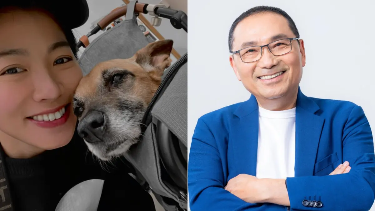 ▲女星米可白的愛犬「錢錢」近日因胃癌受苦，侯友宜則喊話加油。（圖／翻攝自臉書米可白、侯友宜）