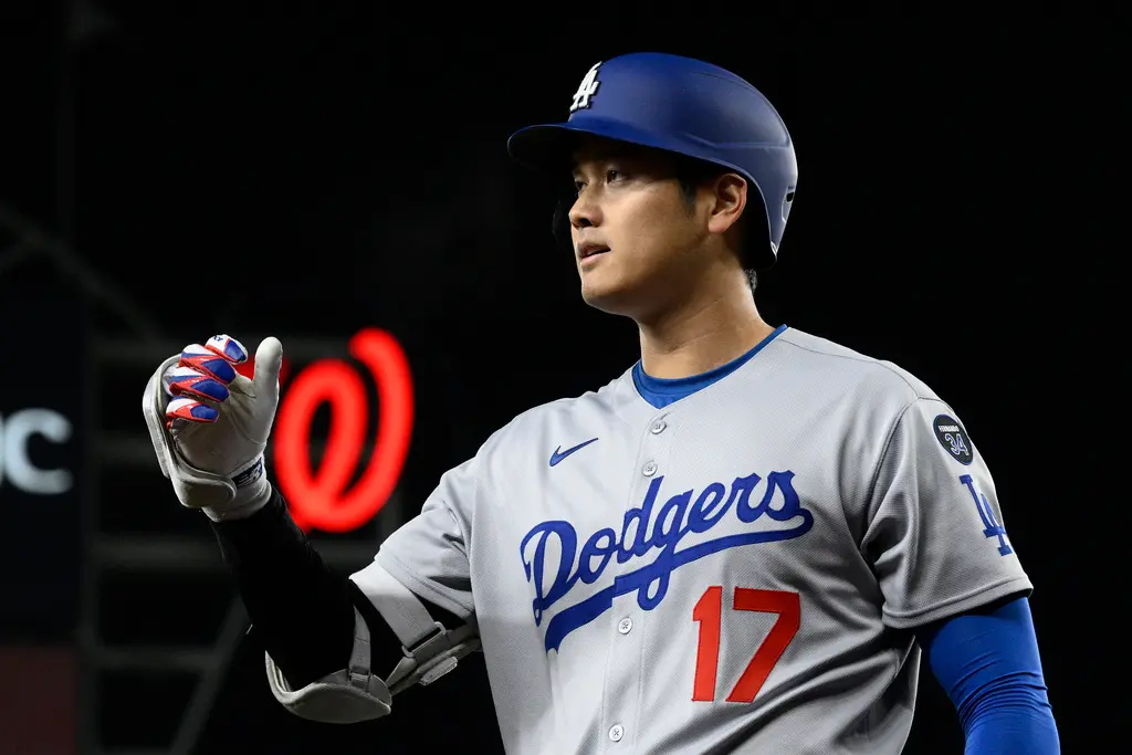 ▲洛杉磯道奇作客華盛頓，終場以6：5逆轉擊敗國民，成功終止近期三連敗。此役，道奇主砲大谷翔平這一場以第一棒、指定打擊身份先發上陣，4打數敲出2安打、貢獻2得分與1次盜壘。（圖／美聯社／達志影像）