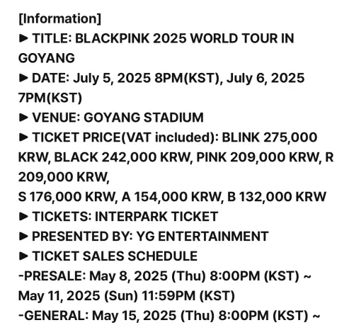 ▲BLACKPINK官方公布演唱會票價，沒想到最貴的居然要價27萬韓幣，令許多粉絲十分傻眼。（圖／BLACKPINK官方網站）