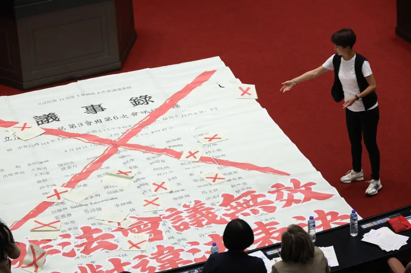 ▲綠委高喊議事錄無效。（圖／陳明安攝，2025.04.11）