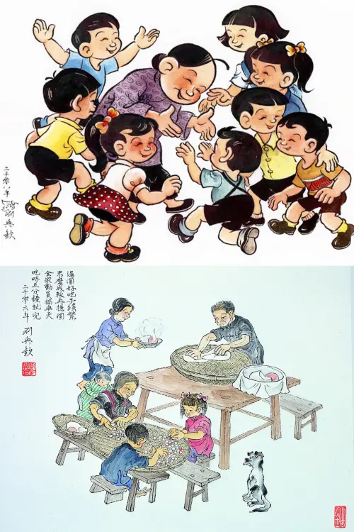 今日壽星/台灣漫畫家劉興欽91歲生日!007詹姆士龐德首次登場 ▲劉興欽筆下最知名的「大嬸婆」角色(圖上)、民俗畫則紀錄了節氣生活(圖下)。(圖/翻攝自劉興欽漫畫教育博物館 FB)