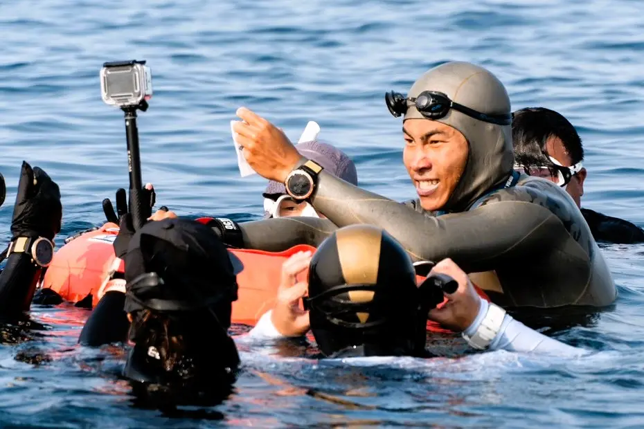 ▲台灣選手陳志璿以FIM項目100米白牌完賽，締造台灣自由潛水歷史。（圖／台灣自由潛水發展協會提供）
