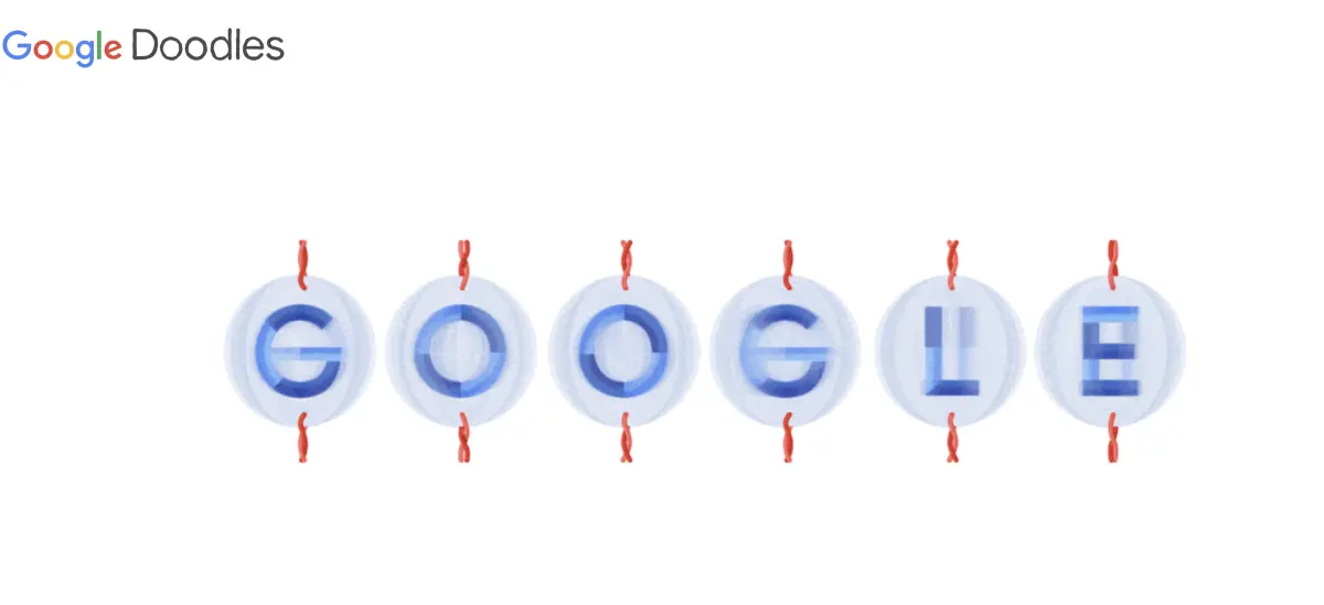 ▲Google 首頁今（14）日為了慶祝「世界量子日」，特別在Doodle塗鴉換上「疊加態」的概念，此一概念也成為量子運算的基礎原理之一。（圖／翻攝官網）
