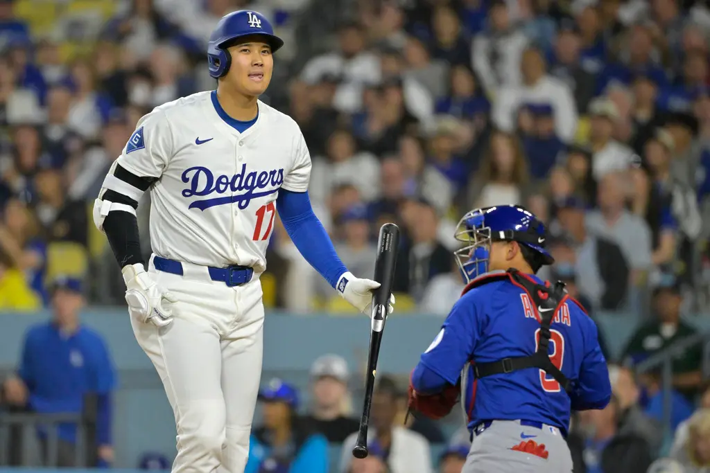 ▲洛杉磯道奇今（14）日主場對上芝加哥小熊，雖先發投手Tyler Glasnow繳出6局失2分好投，但比賽後段牛棚失守，終場2：4不敵小熊，大谷翔平此戰全場5支0，沒有安打。（圖／美聯社／達志影像）