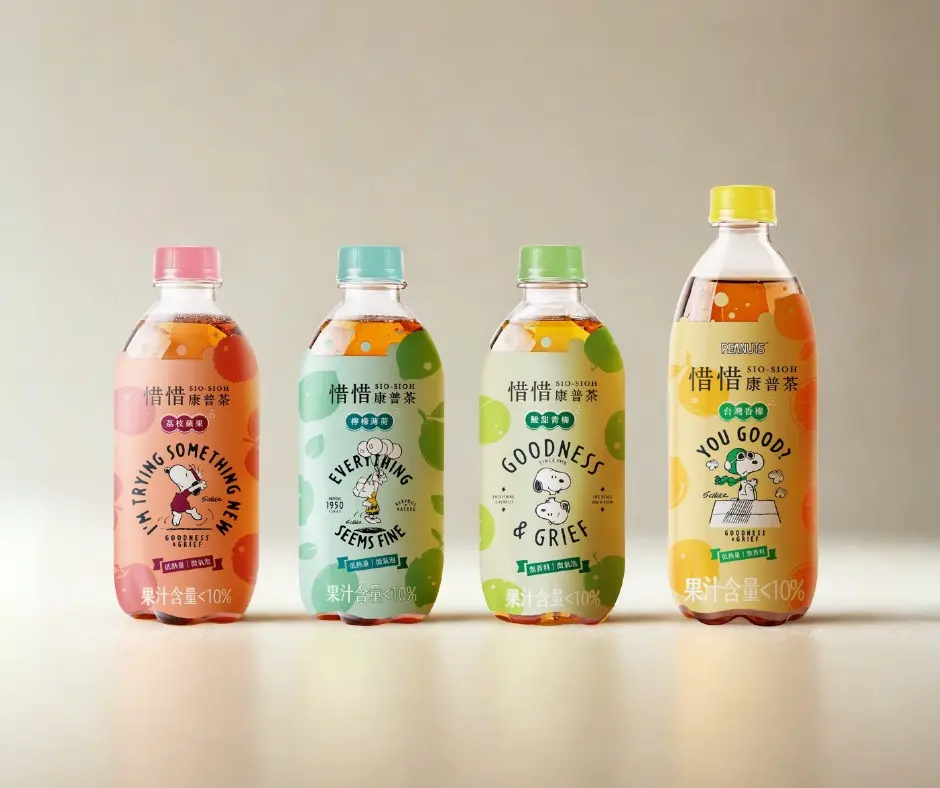 ▲惜惜康普茶今年與Snoopy跨界合作，以「一口療癒滋味」為年度主題，攜手推出超萌聯名包裝。（圖／品牌提供）