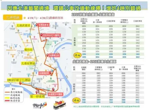 ▲受到北港媽祖遶境活動影響，北港環鎮公車將改道及增班。（圖／雲林縣政府提供）