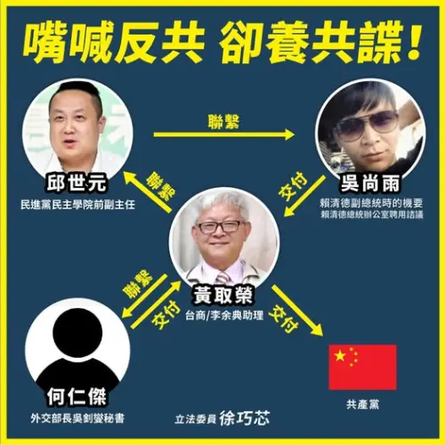 北檢辦綠營共諜案　聲請延押邱世元、黃取榮明日開庭
