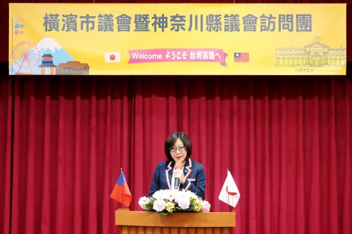 ▲康裕成也藉機向在場年輕議員喊話，期許未來繼續發展、深化台日彼此情誼。（圖／高市議會提供）