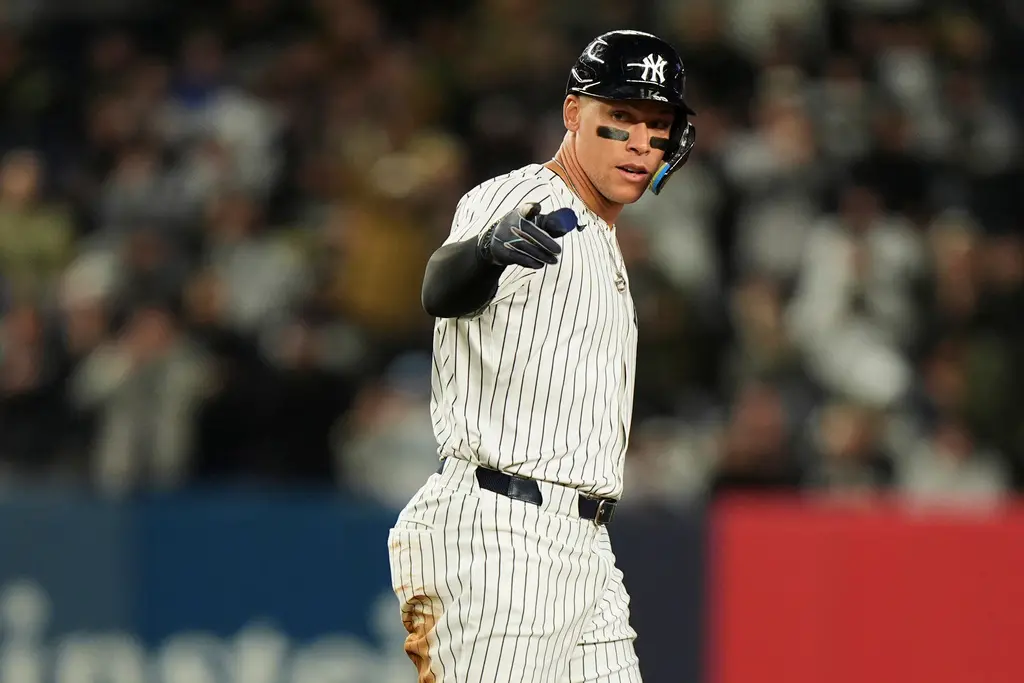 ▲紐約洋基重砲Aaron Judge在本季四月強勢反彈，與去年同期低潮形成強烈對比，不僅打出驚人火力，更締造多項歷史級數據，堪稱本季最火燙打者。（圖／美聯社／達志影像）