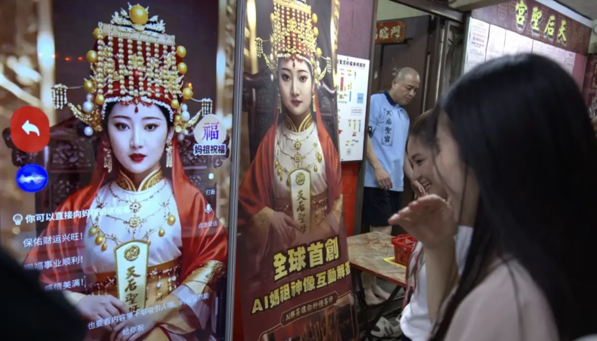 ▲AI科技公司推出AI媽祖神像，大馬寺廟的香客可與其互動解簽。（圖／翻攝自星洲網）