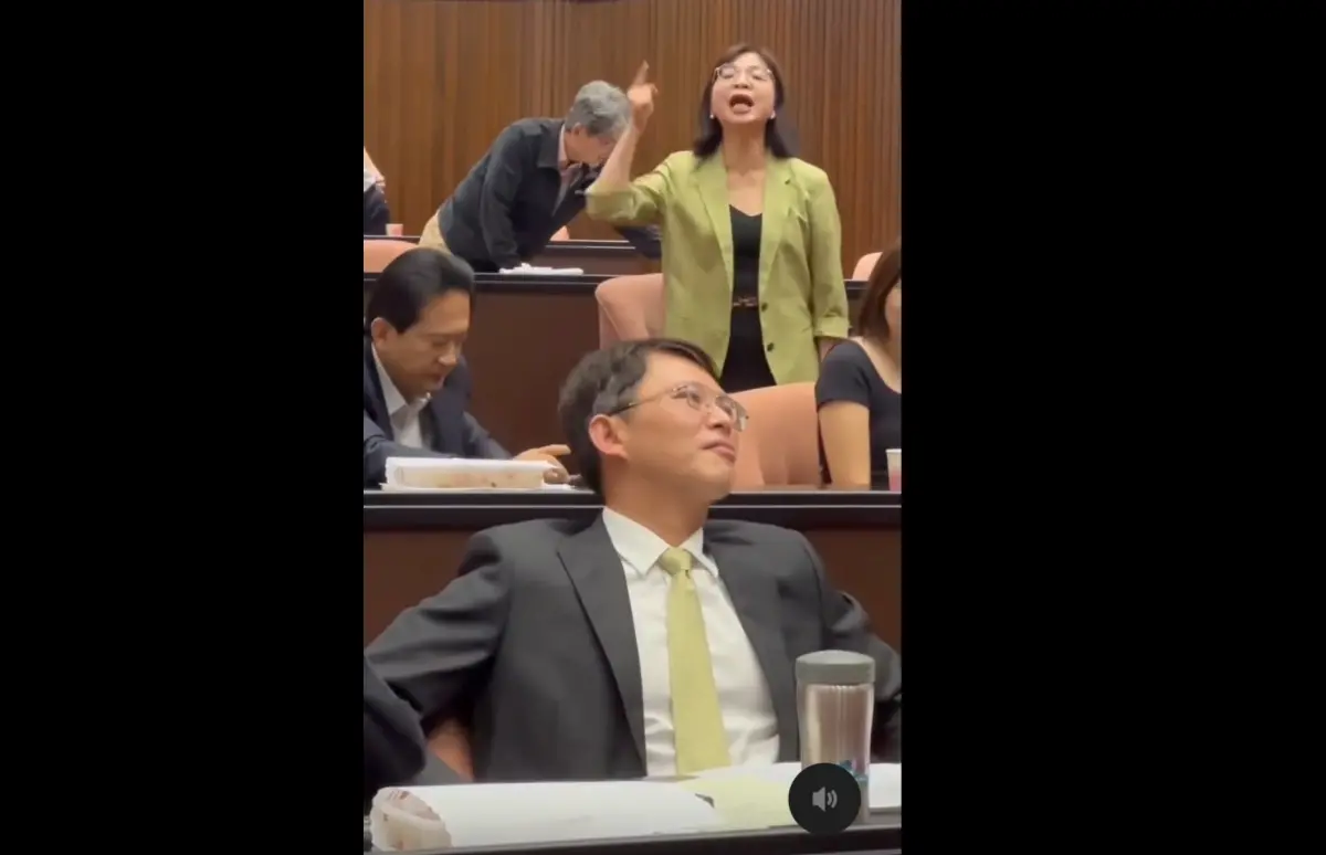 ▲林淑芬對黃國昌怒吼，「不敢提倒閣你就俗辣！俗辣！俗辣昌！臭俗辣！」（圖／王定宇社群媒體）