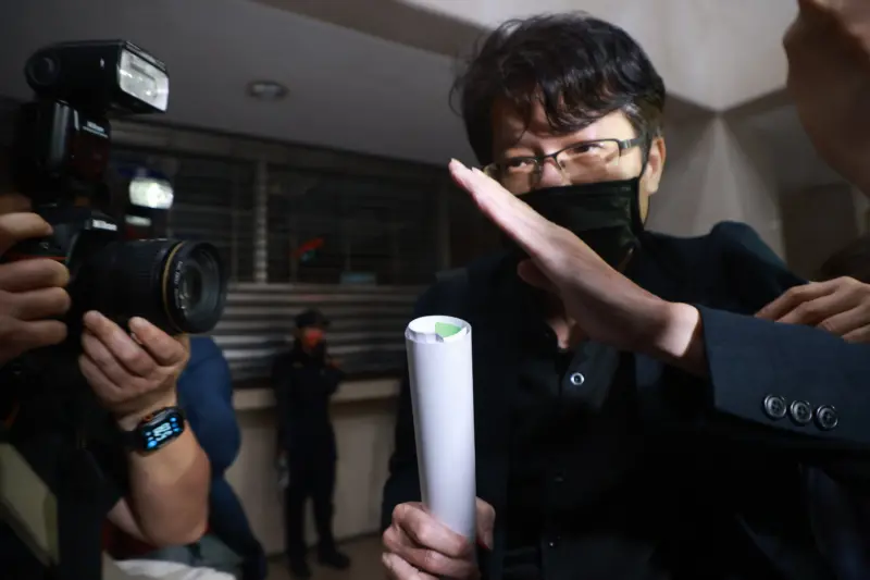 ▲國民黨台北市黨部第一區黨部執行長曾繁川無保請回。(圖/記者葉政勳攝)