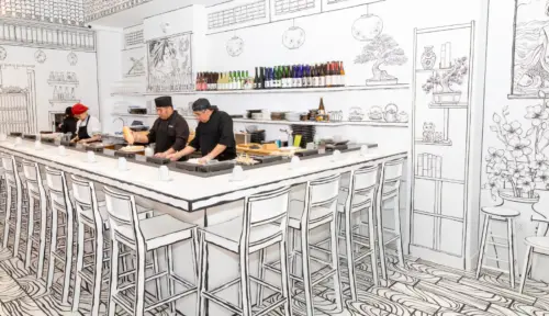 活像在素描本裡吃飯!2D與3D碰撞 紐約餐廳「全塗鴉」風格超吸睛