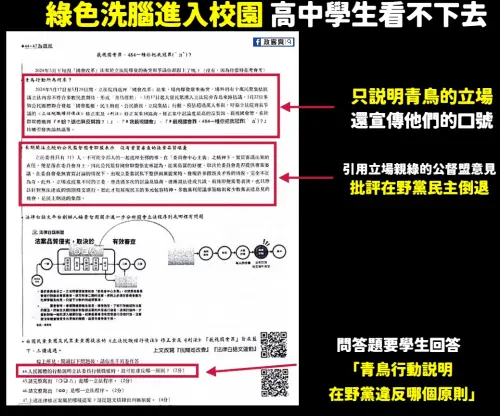 私中公民考題「請說出藍白有多壞」 網炸鍋 台中教育局說話了