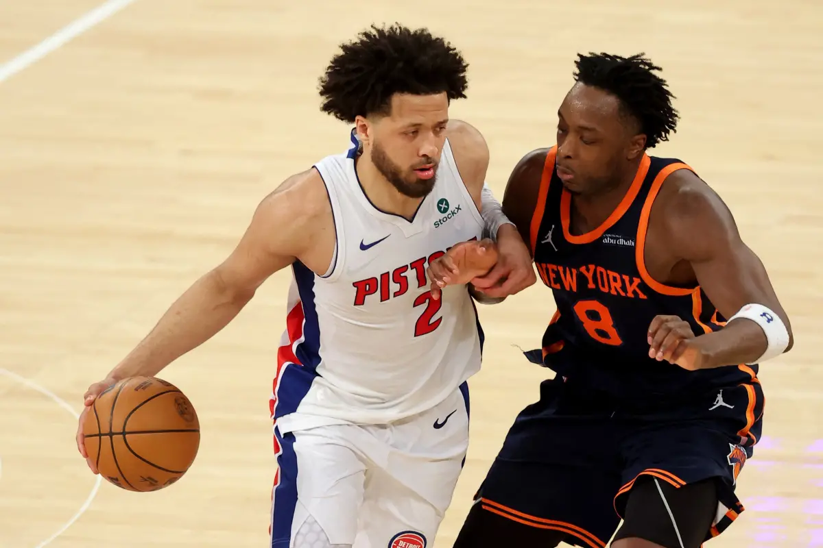 ▲▲Cade Cunningham狂轟33分12籃板，率底特律活塞在主場以100：94擊敗紐約尼克，扳平系列賽並終結球隊自2008年以來長達15場的季後賽連敗紀錄。（圖／路透／達志影像）