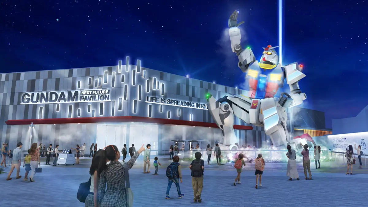 ▲到大阪「世界博覽會」（萬博）必看的巨型「鋼彈」，其「單膝跪地、手指天空」的跪姿姿勢，引起大眾好奇。（圖／X@GUNDAMPAVILION）