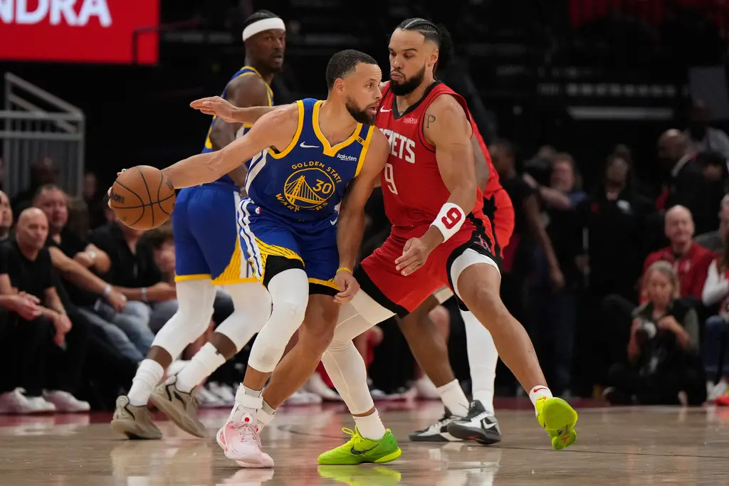 ▲休士頓火箭新星Jalen Green直言球隊目標是打進總冠軍賽，而Dillon Brooks（圖右）則表示金州勇士是自家球隊的墊腳石。（圖／美聯社／達志影像）