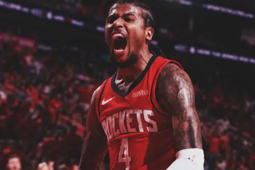 ▲休士頓火箭後衛Jalen Green從上一場慘澹的內容中做出調整，今晚25投13中，命中8顆三分球，得到38分6助攻。（圖／取自休士頓火箭X）