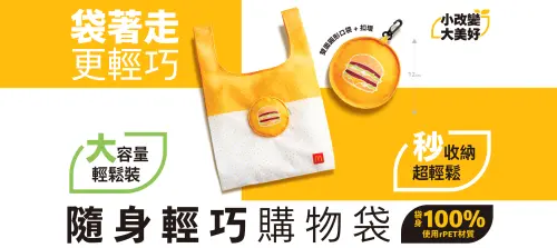 ▲麥當勞「隨身輕巧購物袋」於23日開賣，全台限量5萬個，售完就沒有了。（圖／麥當勞官網）