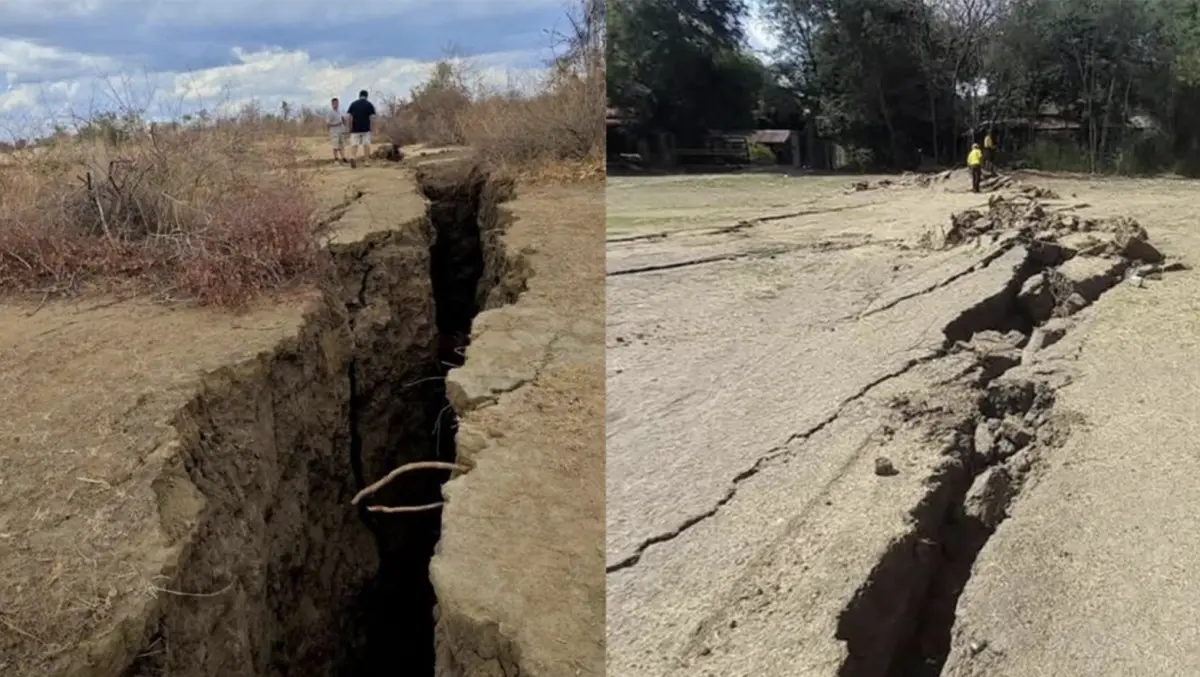 ▲緬甸大地震釀斷層沿線產生超過500公里地裂。（圖／翻攝自X）