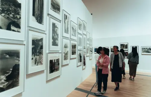 ▲ 新北市美術館由建築師姚仁喜設計，打造地下三層、地上八層的現代建築，全館採開放格局設計，打破傳統美術館的封閉性，以「全民美術館」為理念，讓藝術專業與民眾共享。