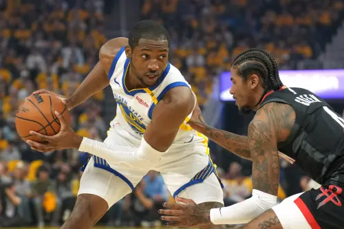 ▲勇士隊Jonathan Kuminga在Jimmy Butler缺陣時表現不佳，成為先發中唯一正負值為負的球員，賽後教練Steve Kerr公開稱讚多位球員，卻隻字未提Kuminga。（圖／路透／達志影像）