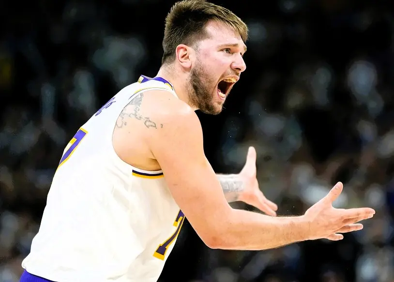 ▲Luka Doncic全場上場超過45分鐘攻下38分，無奈湖人仍以3分差距吞敗。（圖／美聯社／達志影像）