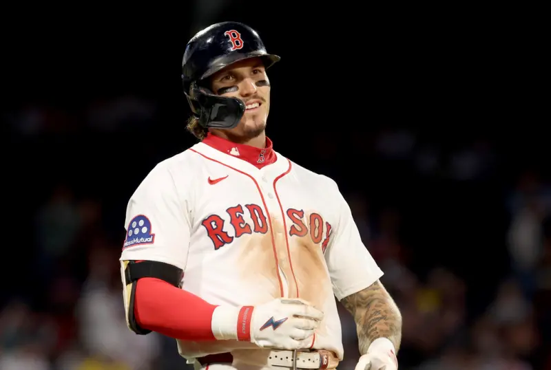 ▲MLB波士頓紅襪今（28）日對上克里夫蘭守護者，7局結束時，紅襪外野手Jarren Duran遭守護者球迷挑釁，該名球迷以過去Duran曾想尋短的言論攻擊他，導致雙方爆發衝突，事後該名球迷遭驅逐出場，守護者球團也發表聲明向紅襪球團與Duran致歉。（圖／美聯社／達志影像）