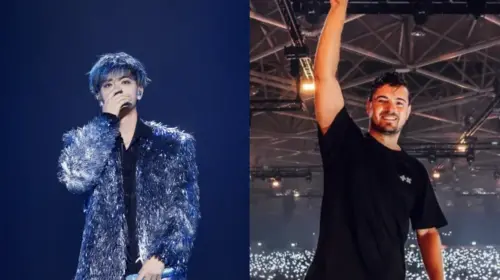 ▲黃子韜和在演出結束時，留在舞台上爆粗口。（圖／黃子韜微博、IG martingarrix）