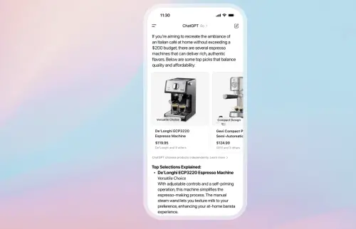 ▲ChatGPT Search功能，正式切入線上購物搜尋市場，新功能讓用戶僅需簡單輸入商品需求，系統就會自動推薦圖片、價格、評論與購買連結。（圖／翻攝官網）