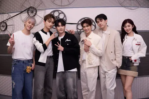 ▲《獨佔接班人》（左起）演員孫麥傑、毛祁生、張家陞、朴靖恆、徐瑋澤、紀欣伶。（圖／LINE TV提供）